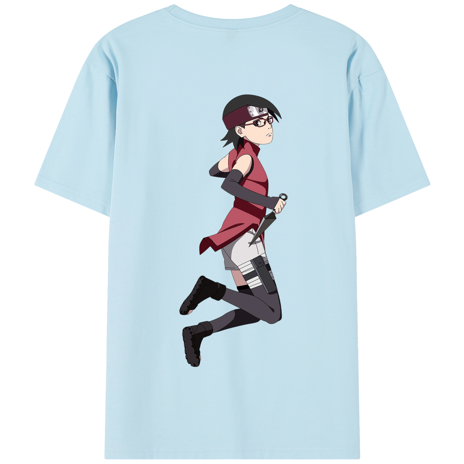 （画像用） NARUTO -ナルト- うちは サラダ Uchiha Sarada 綿100％半袖Tシャツ（背面プリント）